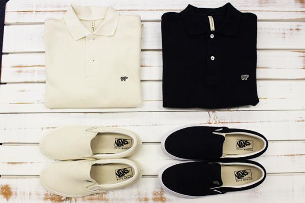 Scye×VANS、手編みのような素材”鬼鹿の子”のシューズとポロシャツ - ネイビーと白の2色で