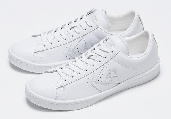 コンバース、オールホワイトのスニーカー「プロレザー」神宮前・シューズ直営店の1周年記念