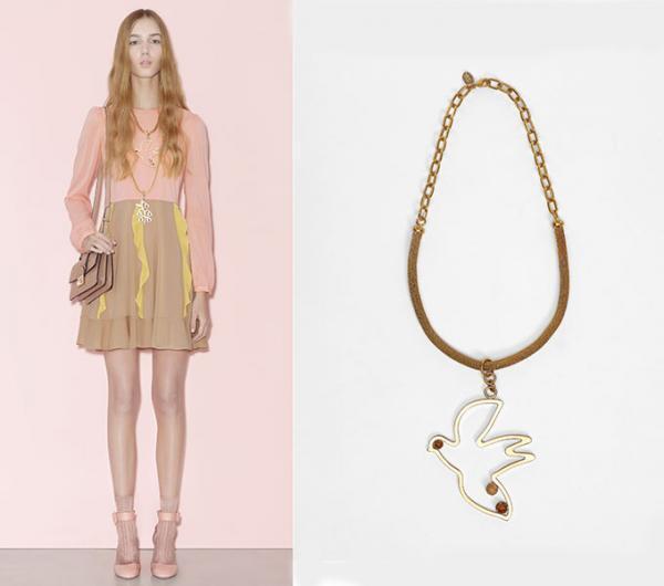 レッド ヴァレンティノ 16年プレフォール - 花や鳥を描いたプリントドレスやペンダント