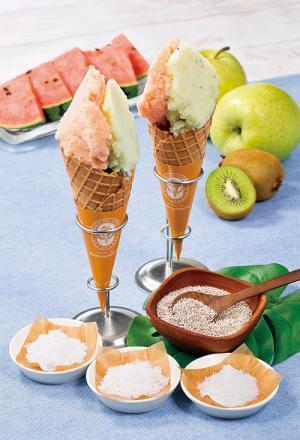 ジェラート専門店・マリオジェラテリア、期間限定「青リンゴキウイチアシード」＆「スイカ」発売