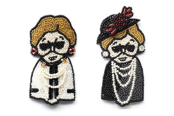 ミュベール× モーコ コバヤシ、“おばあちゃん”と“吹き出し”をモチーフにビーズ刺繍ブローチ