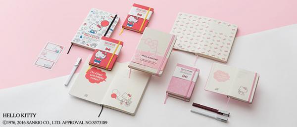 ハローキティ×モレスキンの限定コラボノート、赤い風船をもったキティやモノグラム調のデザイン