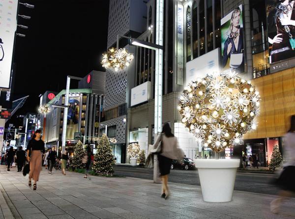 「ギンザ・イルミネーション 2016」日中も輝くオブジェ、昼と夜の“ギンザ”を美しく照らし出す