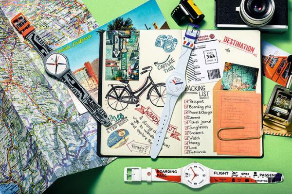 スウォッチ「旅」をテーマにした新作時計、航空チケットや飛行機をモチーフに