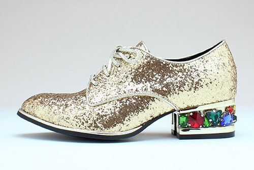 ジェフリーキャンベル「ビジューヒール」シューズから新作、レースアップにメタリック＆ベルベッド