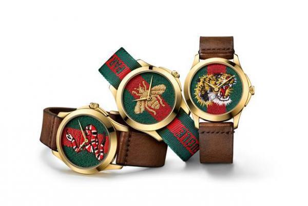 グッチの新作ウォッチ -  アイコニックなビーやスネーク、タイガーの刺繍入り