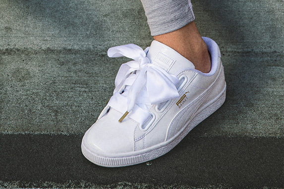プーマの新スニーカー「バスケットハート」サテン＆ベルベットリボンをシューレースに