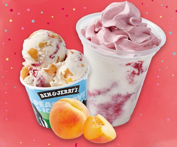 ベン&ジェリーズ日本限定フレーバー「ピーチ パーティー」ピーチ果肉×ラズベリーピューレ、東京で発売