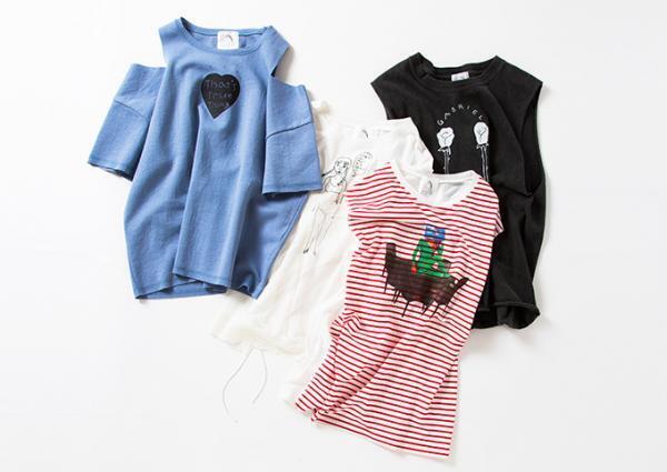 とんだ林 蘭×レイ ビームスのコラボTシャツが発売 - ドローイングやコラージュ作品をプリント