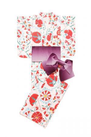 リリー ブラウンから初の浴衣、ネイビー＆ホワイトのオリエンタルな花柄 - お揃いの髪飾りやピアスも