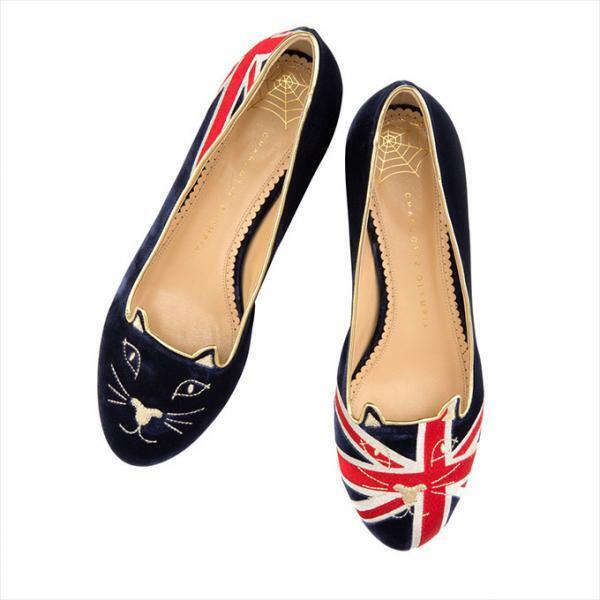 シャーロット オリンピア”英国”モチーフの新作シューズ、ネコ顔「キティ」もユニオンジャック付き
