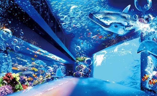 仙台うみの杜水族館が新化、プロジェクションマッピングで「映像×音楽×生きもの」360°大パノラマの海