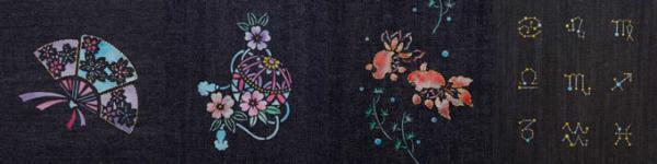 「京友禅、みやびと匠」展、京都デニム直営店にて開催 - 京友禅で染められた和色の柄デニム