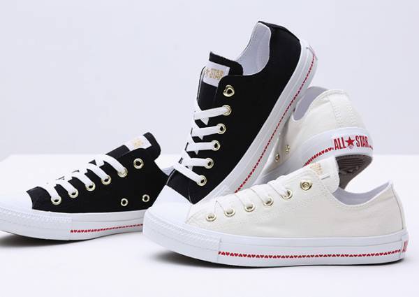 コンバースの新作オールスター、ソールに真っ赤なハートライン＆ハトメを1つだけハート型に