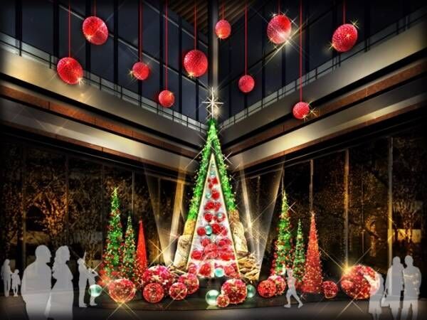 丸の内のクリスマス、ニコライ・バーグマンによる高さ10m超の「花のツリー」やオブジェ