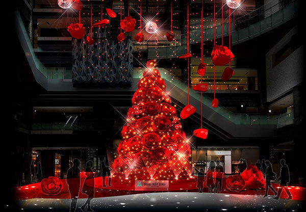 グランフロント大阪のクリスマス - 一面真っ赤なバラで彩られたツリー&amp;屋外スケート