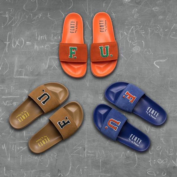 フェンティ プーマ バイ リアーナのサンダル「スライド」から新作、スエード地にカレッジ風レタリング