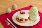 エッグスンシングスのクリスマス、ショートケーキを想わせる苺×クリームチーズのパンケーキなど