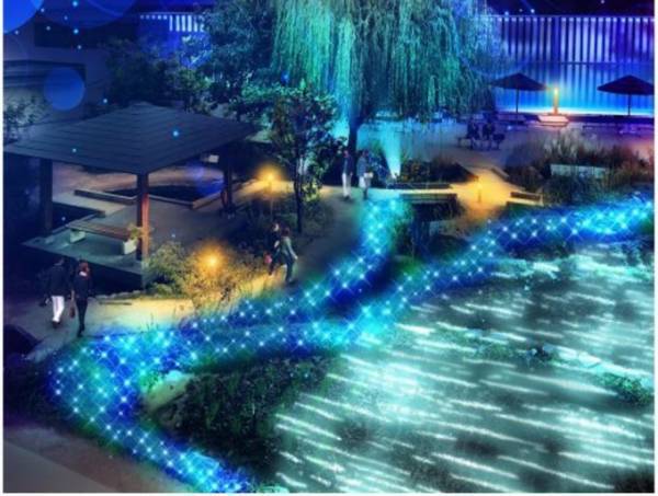 京都水族館で冬季限定ライトアップ、イルカスタジアムも幻想的な空間に