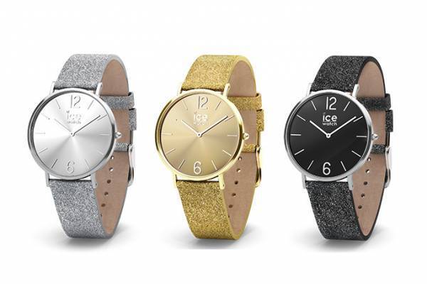 アイスウォッチの新作「シティ スパークリング」グリッター＆メタリックのレザーベルトを使用