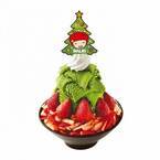 ソルビンのクリスマス限定「抹茶いちご」かき氷、ツリーのような抹茶アイスにいちごをたっぷり