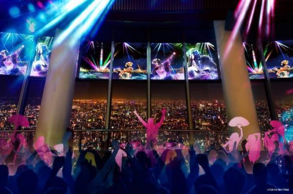 東京スカイツリー 地上350mにディスコ空間出現、歌川国芳の浮世絵世界と東京の夜景がコラボ