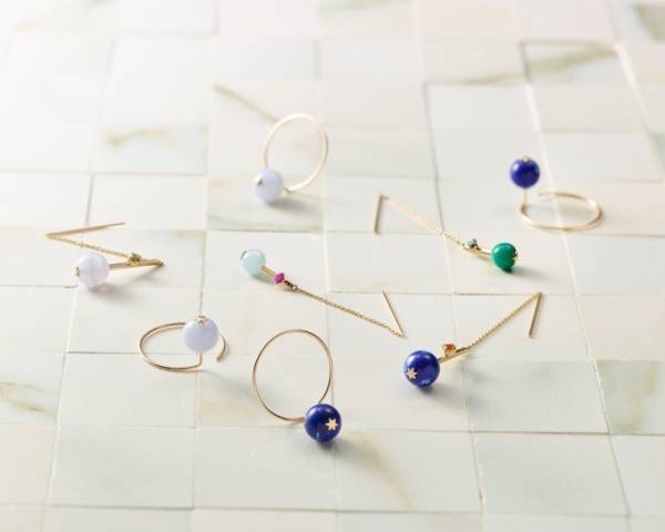 スタージュエリー ガールより春の新作ピアス - アクアマリンなど春色ストーンのチェーンピアス