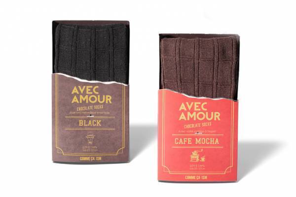 「板チョコ」モチーフのソックス、コムサイズムのバレンタイン - シティボーイソックスも