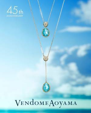 ヴァンドーム青山の春夏ジュエリー、ターコイズ&クォーツのネックレスやゴールドのチェーンピアス