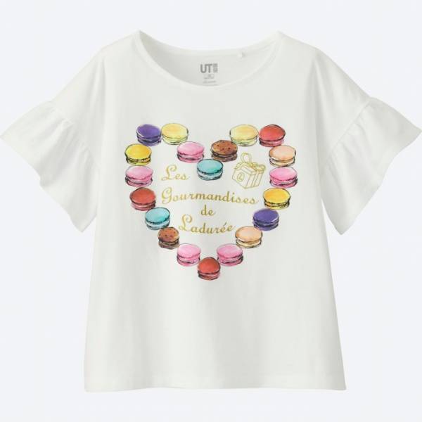 ユニクロ×スクレ・ラデュレ、コラボガールズTシャツ発売、マカロンやリボンをあしらった全7型