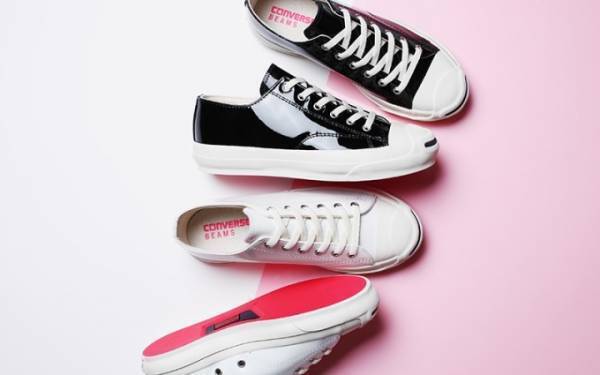 コンバース×ビームス ボーイの「ジャックパーセル」光沢感あるエナメルレザー、白＆黒の2色展開