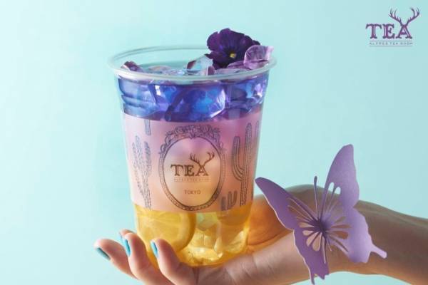 アルフレッド ティー ルームの限定「ブルー ジャスミン ティー」レモネードとティーのグラデーション