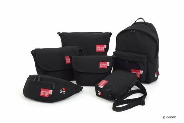 マンハッタン ポーテージ35周年限定バッグ「I♡NY」ロゴとアメリカの星条旗を配して