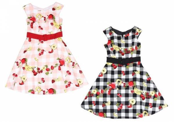 ミルク新作「フルーツ」シリーズ、果実を散りばめたチェックワンピースやチェリーを飾ったサンダル