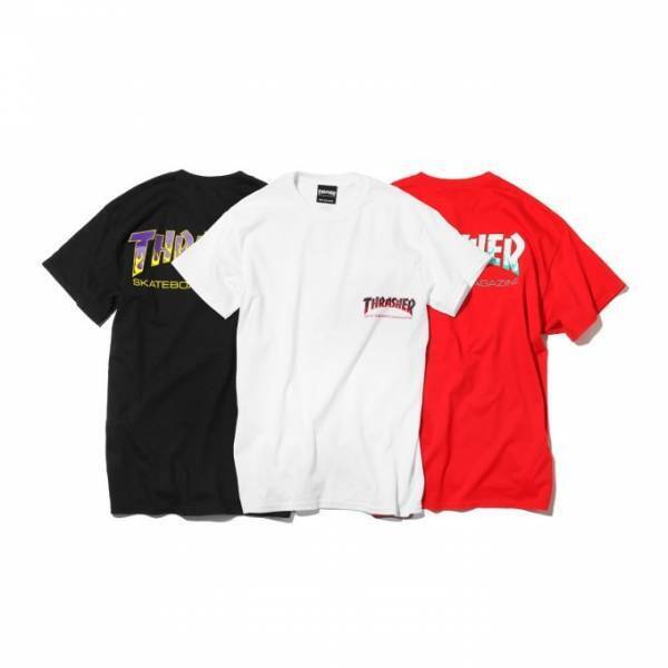 キネティクスからスラッシャーによる別注Tシャツ、炎のロゴを3Dで施したバックプリント