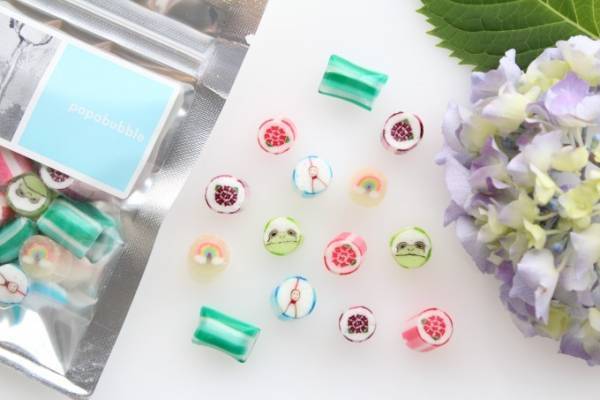 パパブブレの6月限定キャンディ「梅雨ミックス」てるてる坊主、カエル、あじさい、虹など