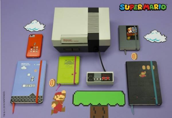 モレスキン×スーパーマリオの限定ノートブック、ゲームボーイやジャンプするマリオをデザイン