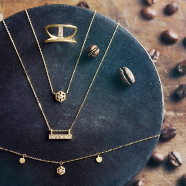 スタージュエリー ガール「ブラウンダイヤモンド」輝く秋色ジュエリー、月と星が1つになったネックレス