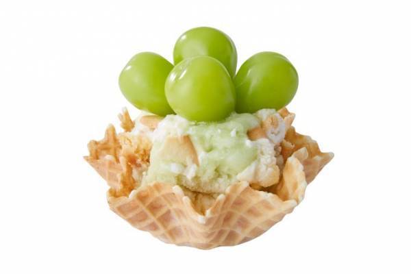 コールド・ストーン「シャインマスカット」を飾った限定アイス、マスカットジェラート×濃厚チーズケーキ