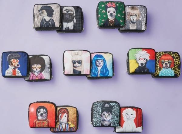 ペッツロック×レスポートサック、セレブやスターに扮した犬＆ネコのカラフルポーチ＆バッグ