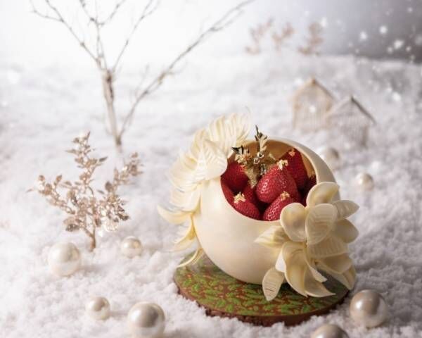 ホテル阪急インターナショナルのクリスマスケーキ、チョコ細工にぎっしり「あまおう」&amp;八女茶オペラ