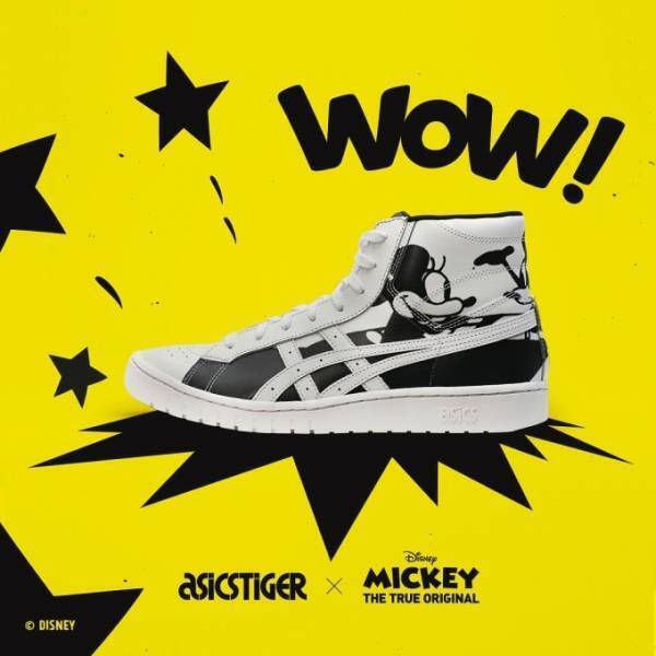 アシックスタイガーからディズニー「ミッキーマウス」のシューズ、ヒールに90周年ロゴ入り