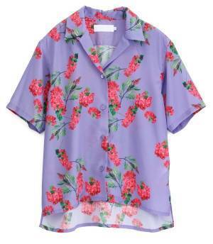 グラフペーパー"メキシコ"の花を表現したフラワープリントガウン、エナメルがデザイン