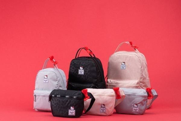 ハローキティ×ハーシェルサプライ、真っ赤なリボン付きバックパック＆ウエストバッグ