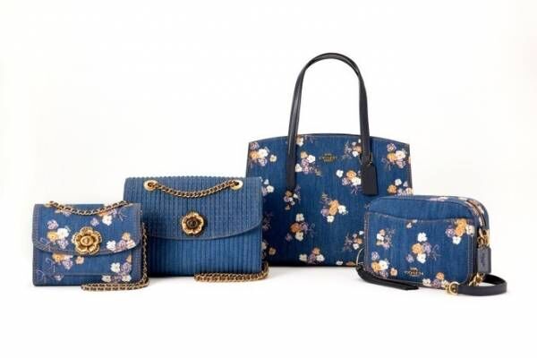 コーチの新作バッグ、デニム×レザーに花モチーフを組み合わせた日本限定ハンドバッグやサッチェルなど