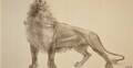 現代水墨画家・山岸千穂の個展「前へ」銀座で、勇ましい獅子を描いた大型屏風作品など