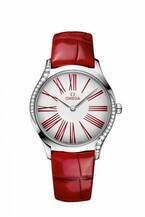 オメガ「トレゾア」新作レディース腕時計 - 鮮やかな赤×白のコントラスト、ダイヤモンド38石を配置