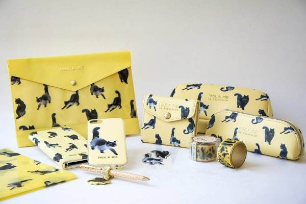 ポール & ジョーの文房具、水墨画タッチで描いた黒猫「水墨画ネコ」×イエローの春デザイン登場