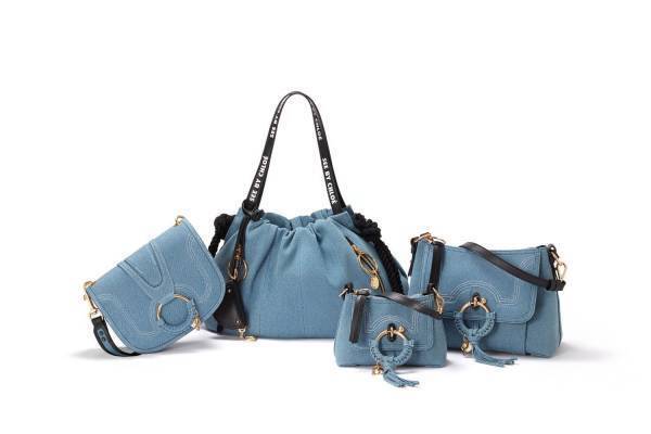 シーバイクロエのデニムバッグ、アイコン「ハナ＆ジョアン」が爽やかライトブルーのデニム地に