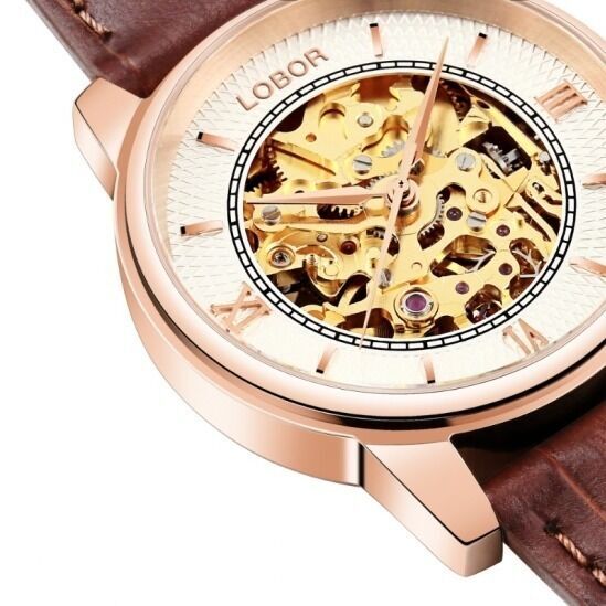 時計ブランド「ロバー」から“歯車の動きが見える”機械式腕時計 - 3色のレザーベルトで付け替えも